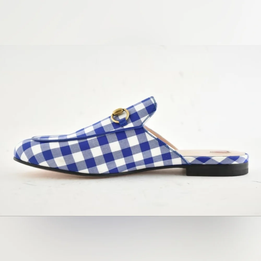 COPY - Gucci Malaga Kid Princetown Vichy Gingham Slip on/Loafer/Mule, size 37 - Picture 5 of 12